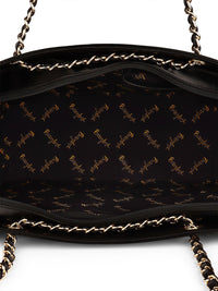 Berrylush Black PU Structured Oversized Shoulder Bag
