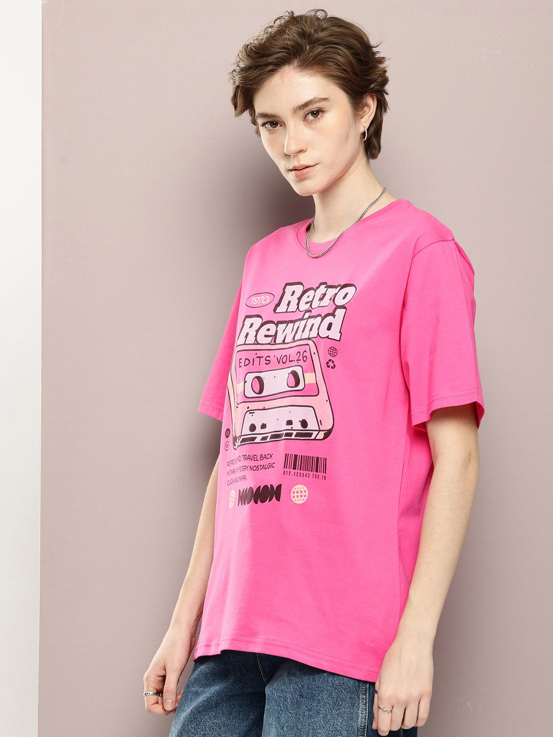 DILLINGER Graphic Printed Drop-Shoulder Sleeves Oversized Pure Cotton T-shirt