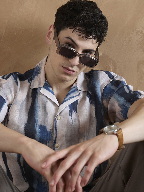 Dennison Comfort Abstract Print Baju kasual yang besar