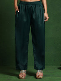 Varanga Floral Embroidered Cotton Silk Zari Work Straight Kurta With Trousers & Dupatta