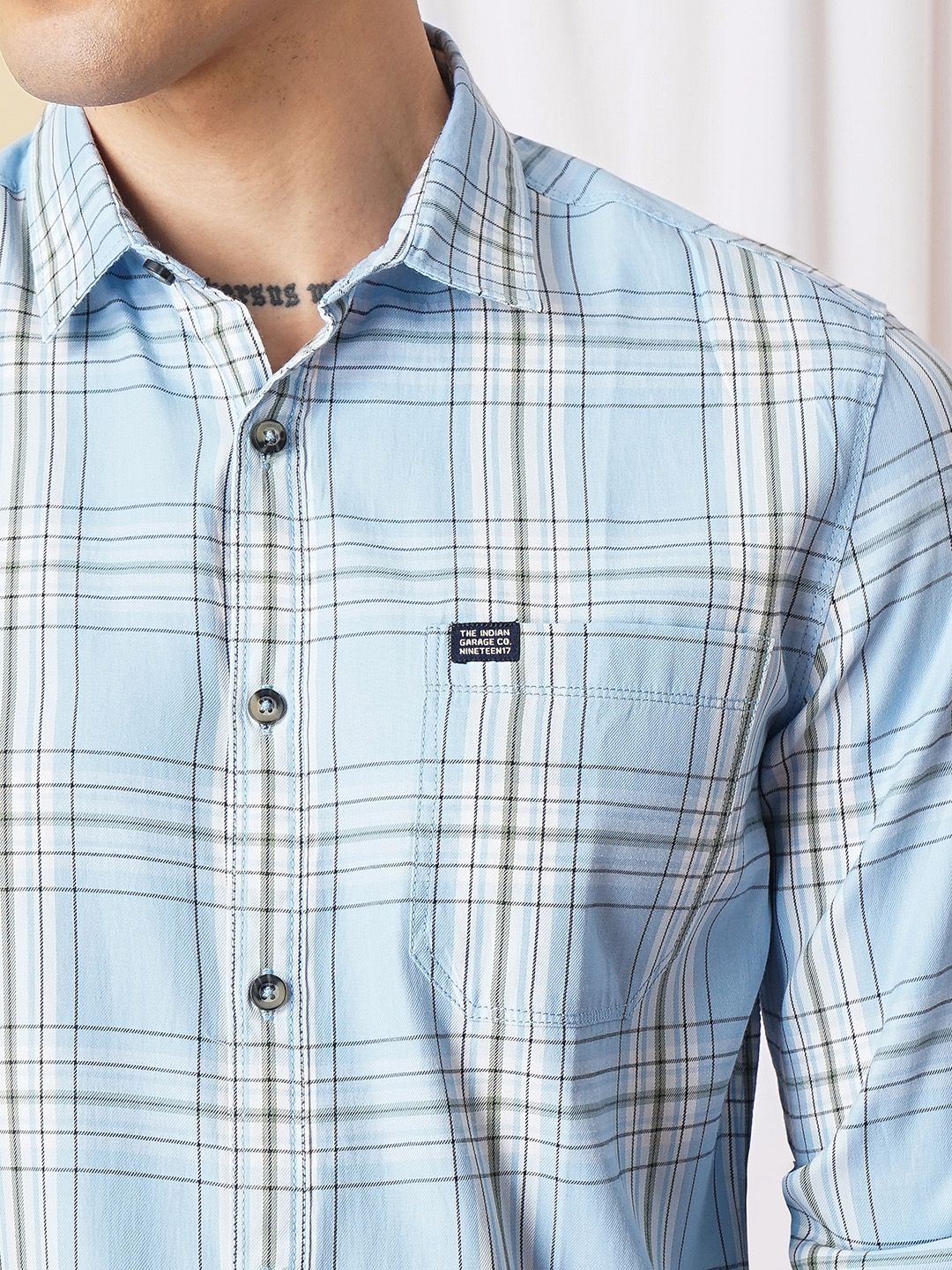 The Indian Garage Co Checked Casual  Cotton Shirt