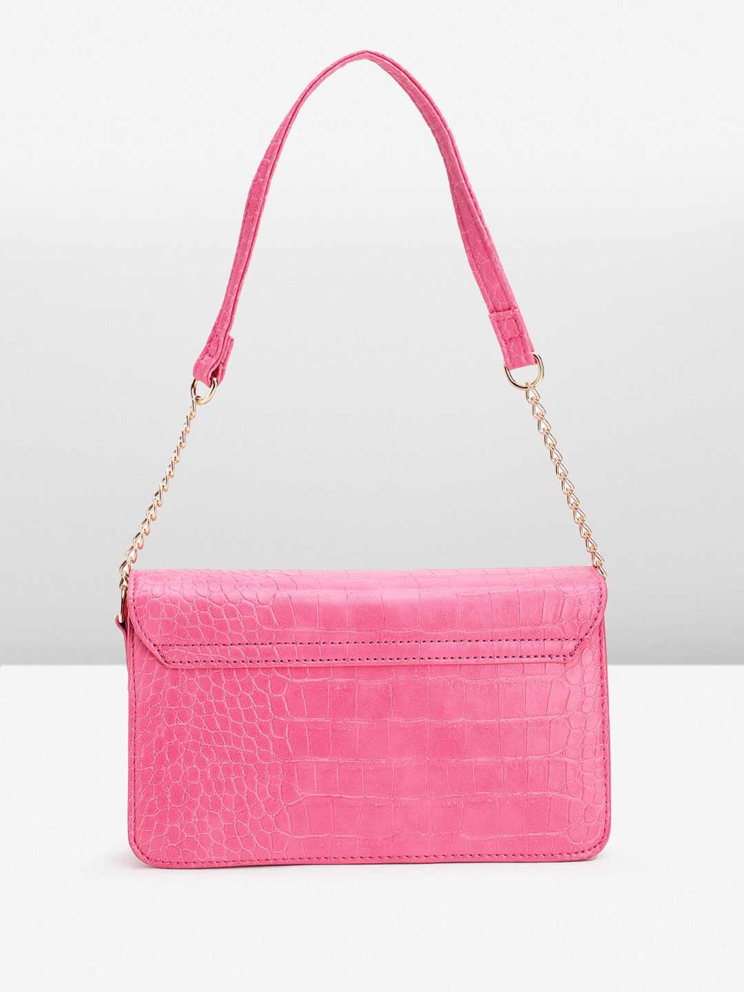 Lino Perros Croc-Textured Structured Shoulder Bag