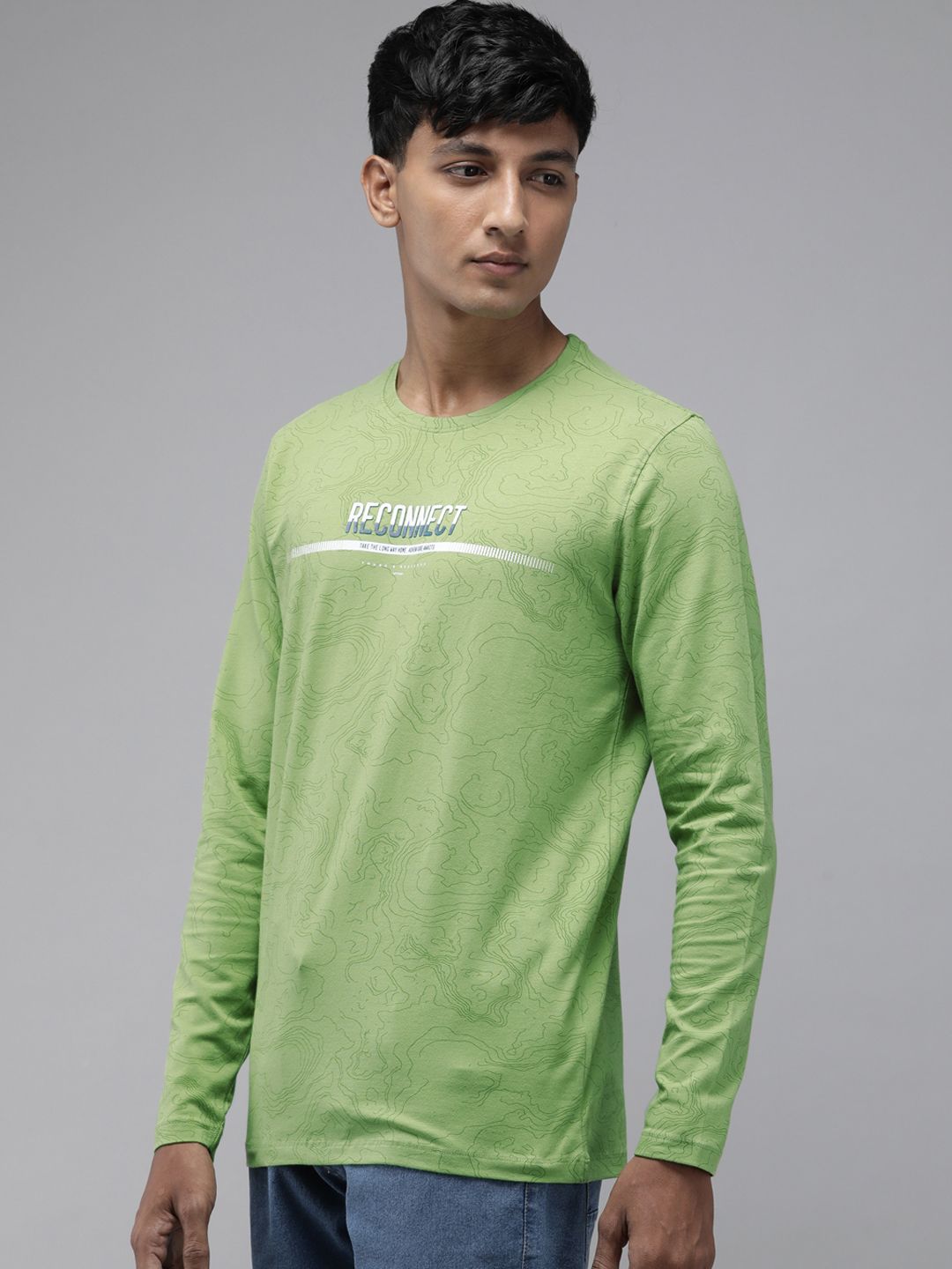 SPYKAR Abstract Printed Applique Slim Fit T-shirt