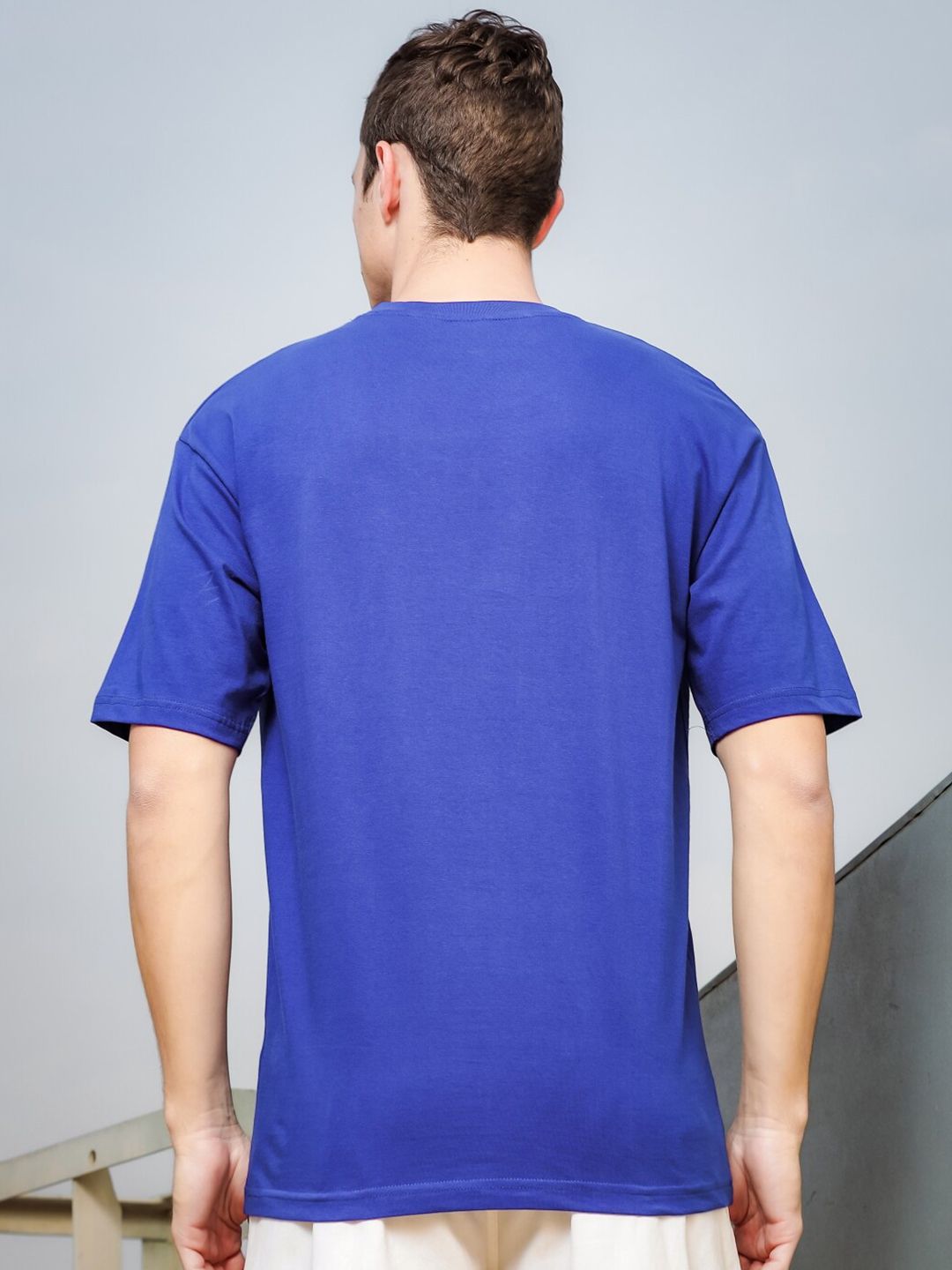 ADRO Round Neck Drop-Shoulder Sleeves Oversized Pure Cotton T-shirt