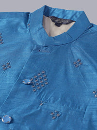 SOJANYA Ethnic Motifs Embroidered Regular Pure Cotton Kurta with Churidar & Nehru Jacket