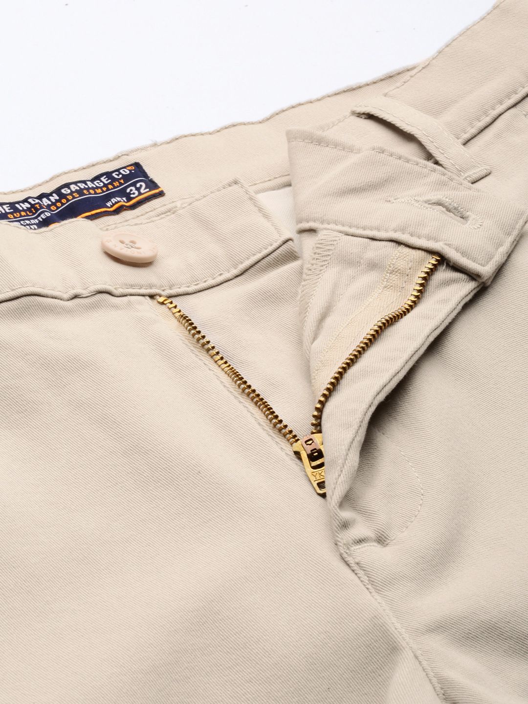 The Indian Garage Co Men Beige Slim Fit Regular Trousers