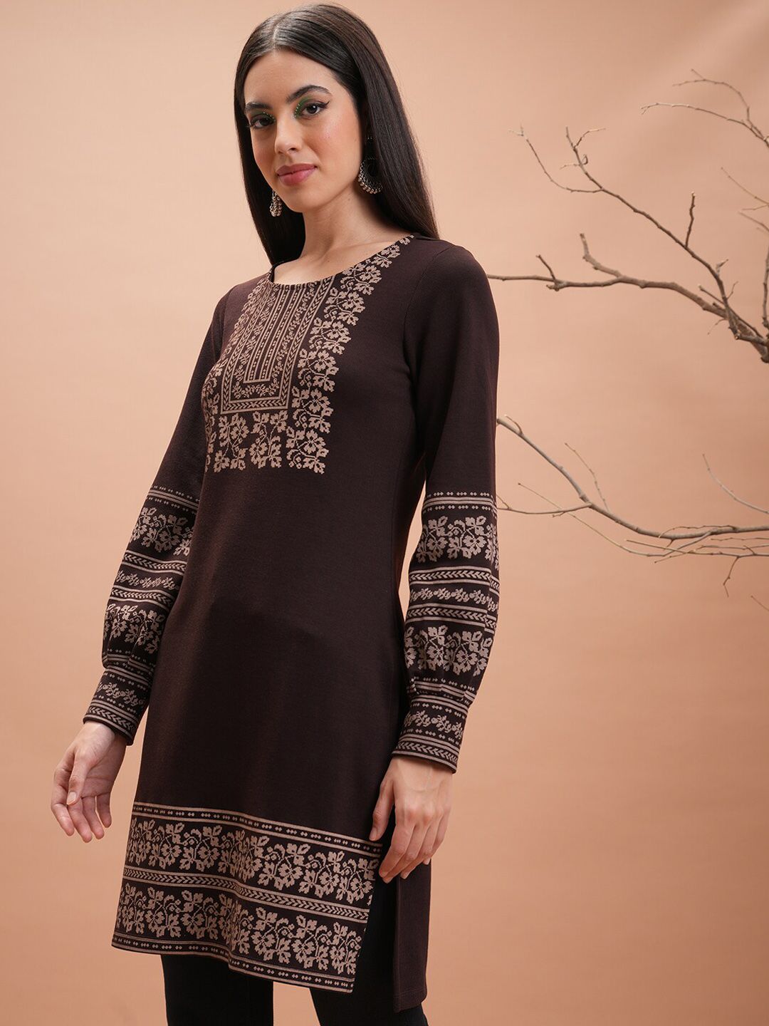 Vishudh Winter Floral Printed Kurta