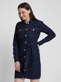 SPYKAR Shirt Collar Button-Down Cotton Shirt Dress