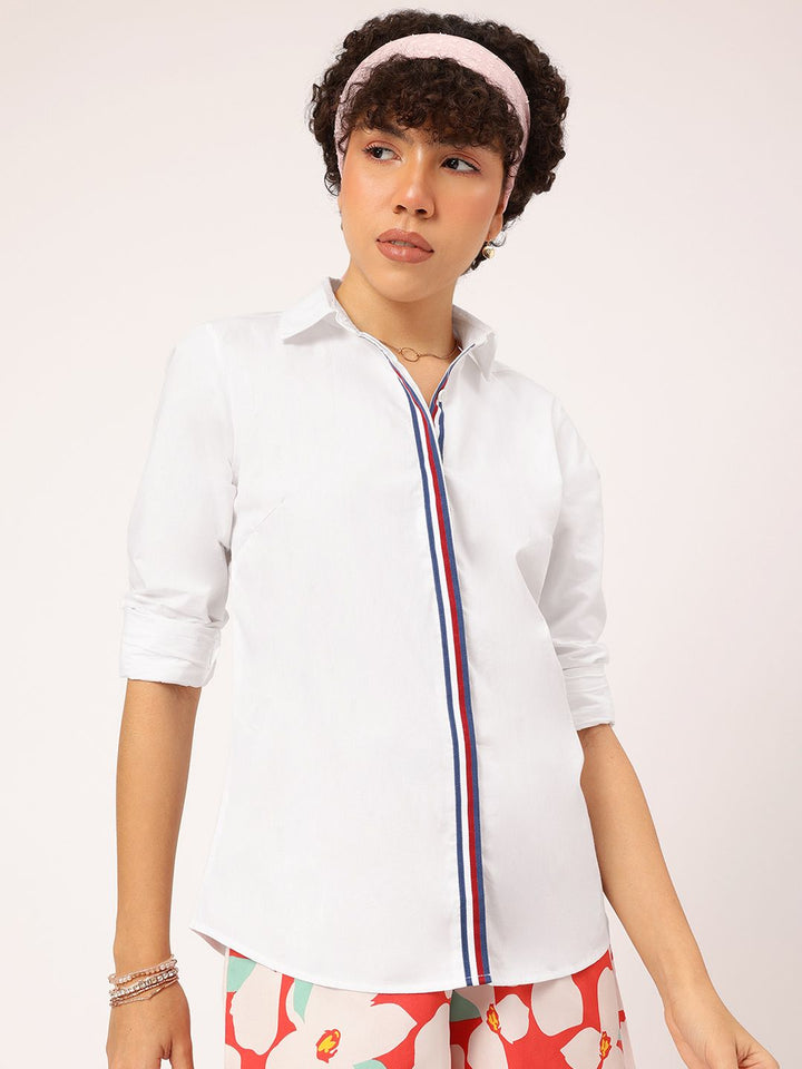 DressBerry Modern Refinement Contrast Placket Shirt