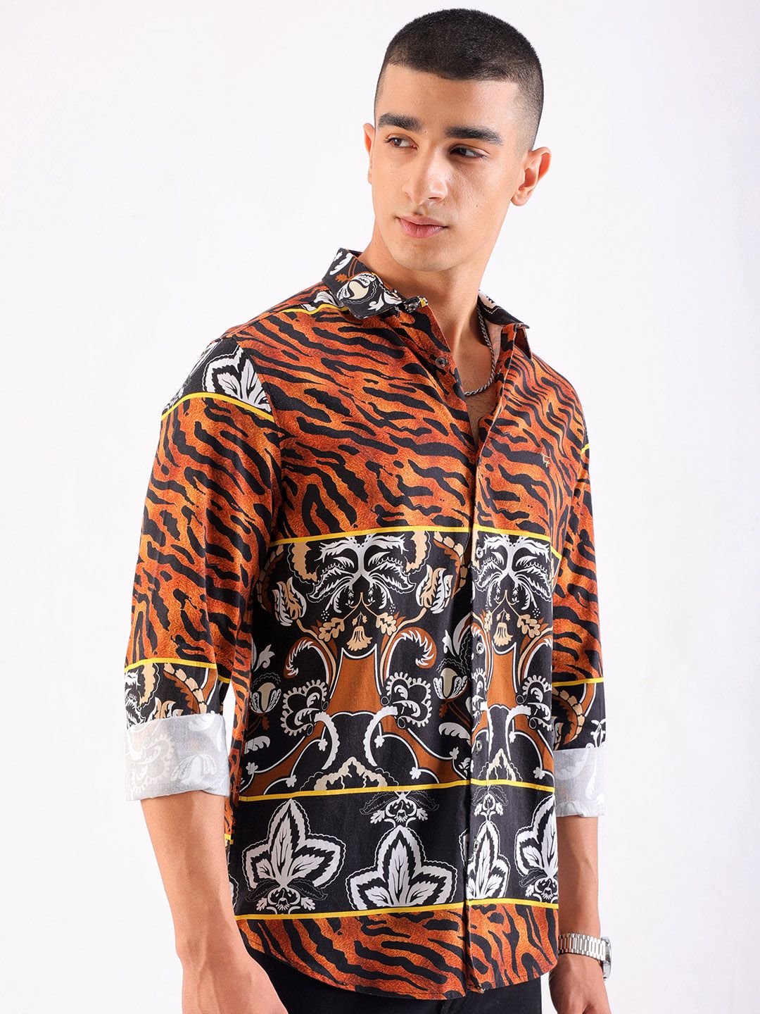 The Indian Garage Co Men Slim Fit Animal Opaque Printed Party Shirt