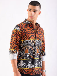 The Indian Garage Co Men Slim Fit Animal Opaque Printed Party Shirt