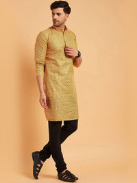 SOJANYA Mandarin Collar Ethnic Motifs Printed Cotton Linen Kurta
