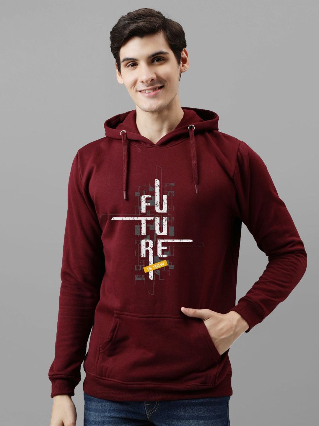 ADRO Men Printed Hooded Sweatshirt