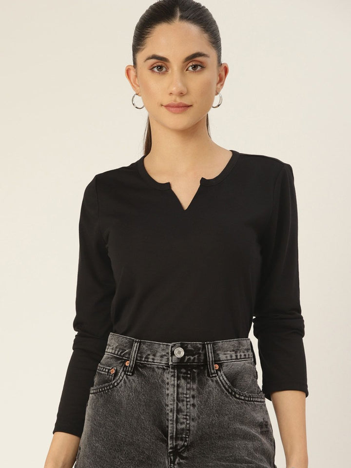 DressBerry Women Black Solid T-shirt