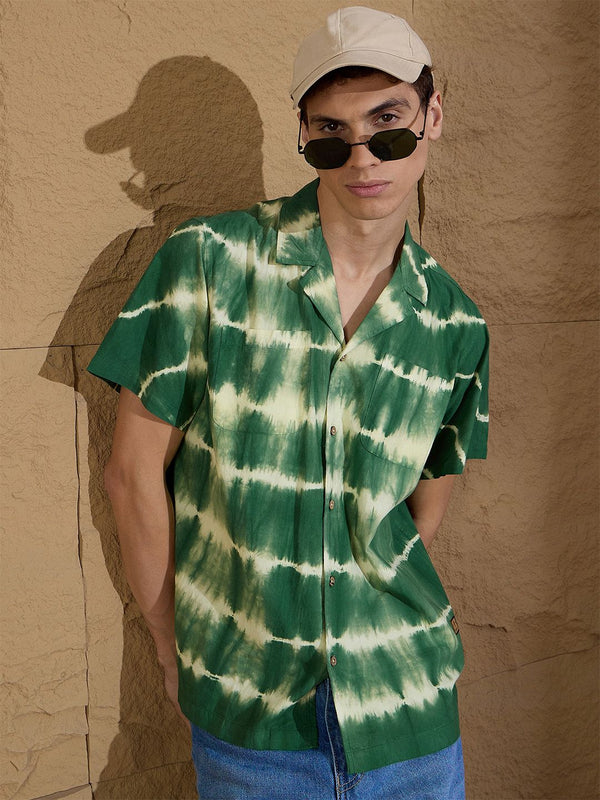 DENNISON Pure Cotton Tie & Dye Oversized Casual Shirt