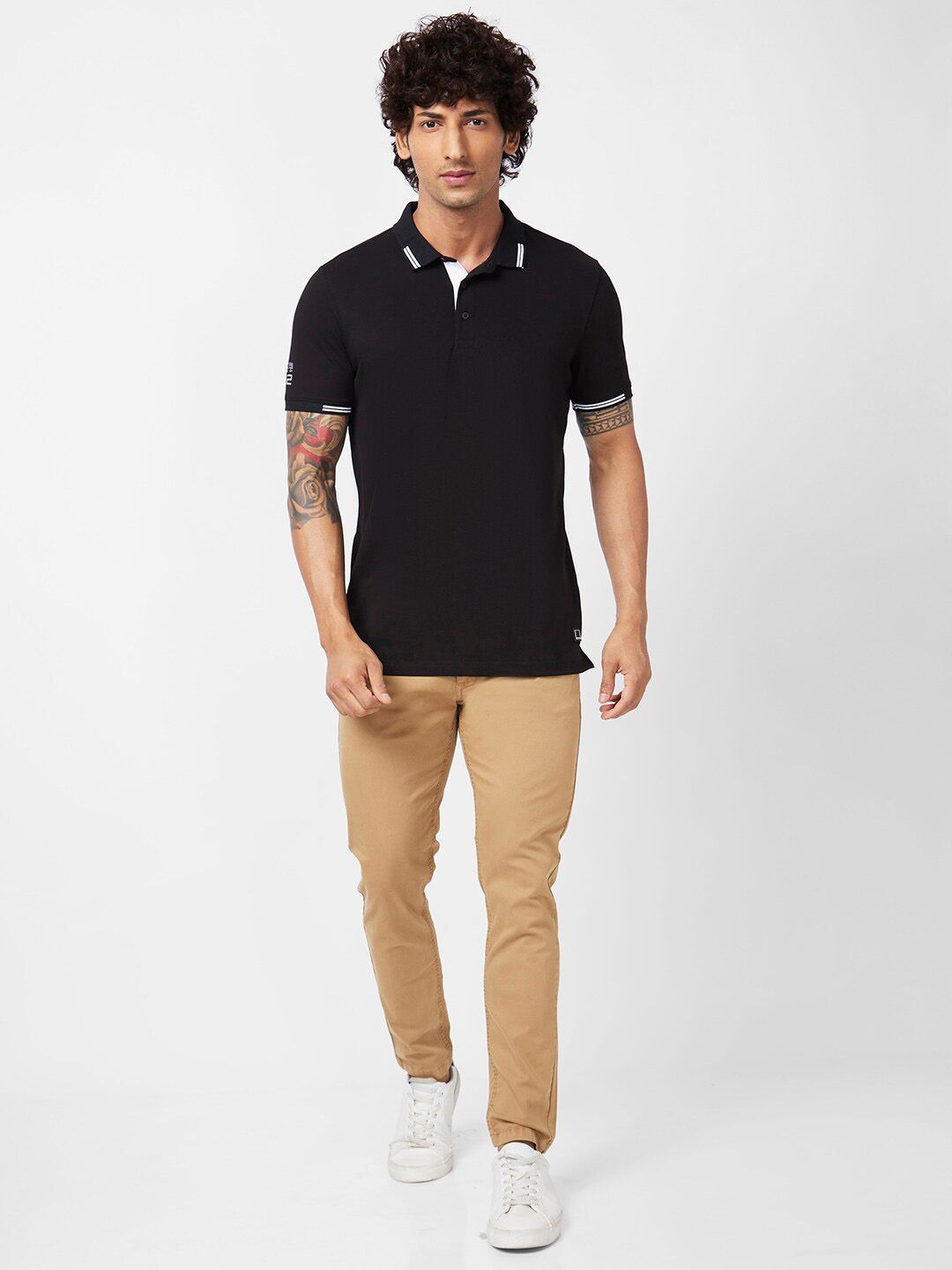 SPYKAR Polo Collar Slim Fit Cotton T-Shirt