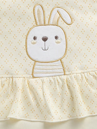 Moms Love Infant Girls Printed Cotton Rompers with Applique Detail