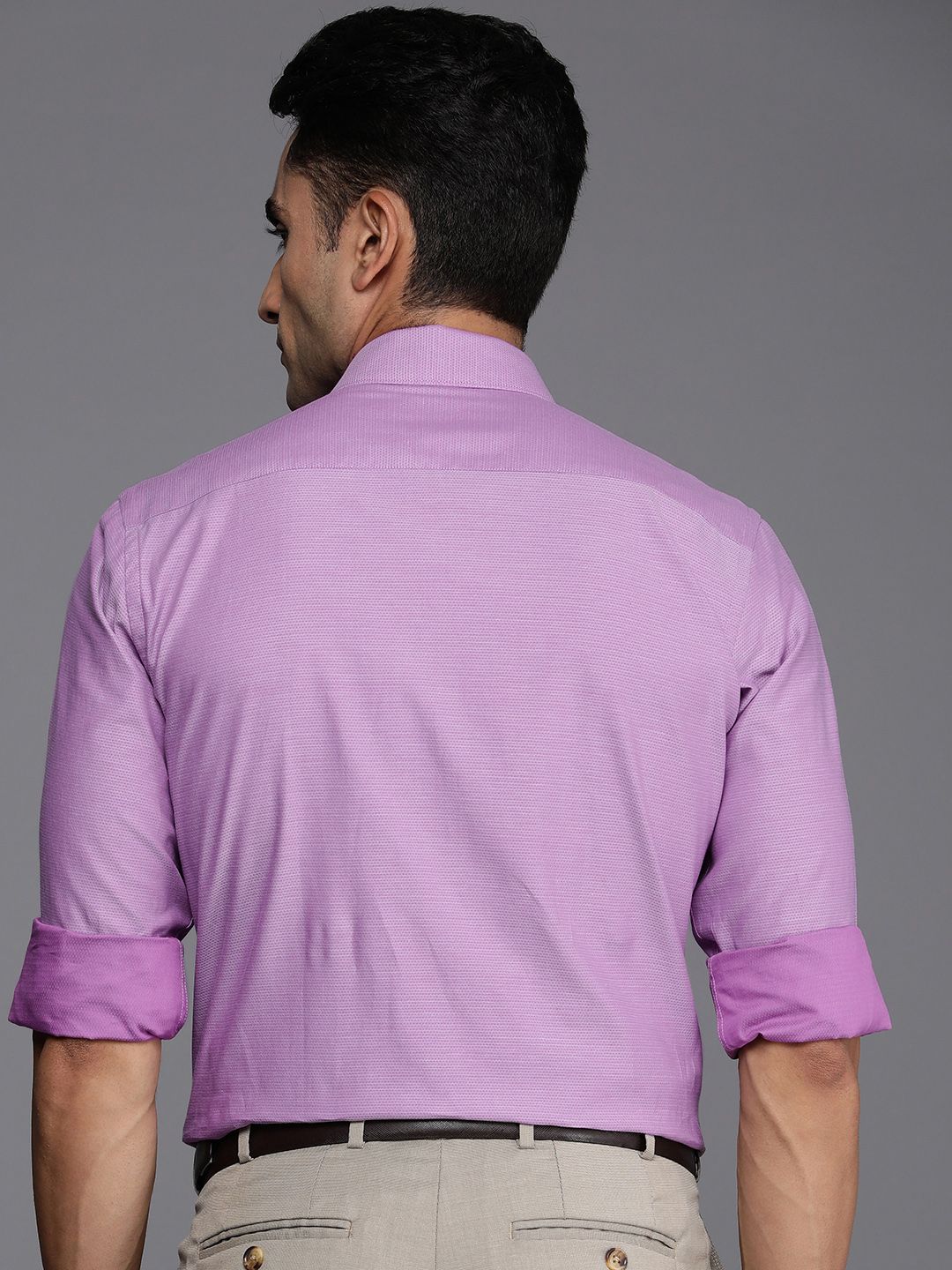 Raymond Pure Cotton Self Design Slim Fit Textured Formal Shirt