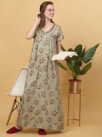 Sweet Dreams Printed pure cotton Maxi Nightdress