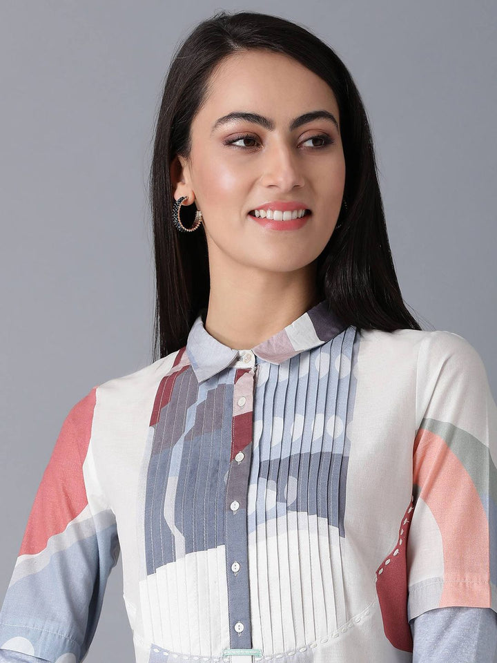 W Women Blue Printed Kurta