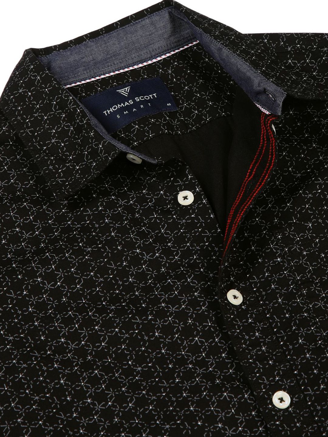 Thomas Scott Men Premium Spread Collar Conversational Printed Cotton Slim Fit Casual Shirt