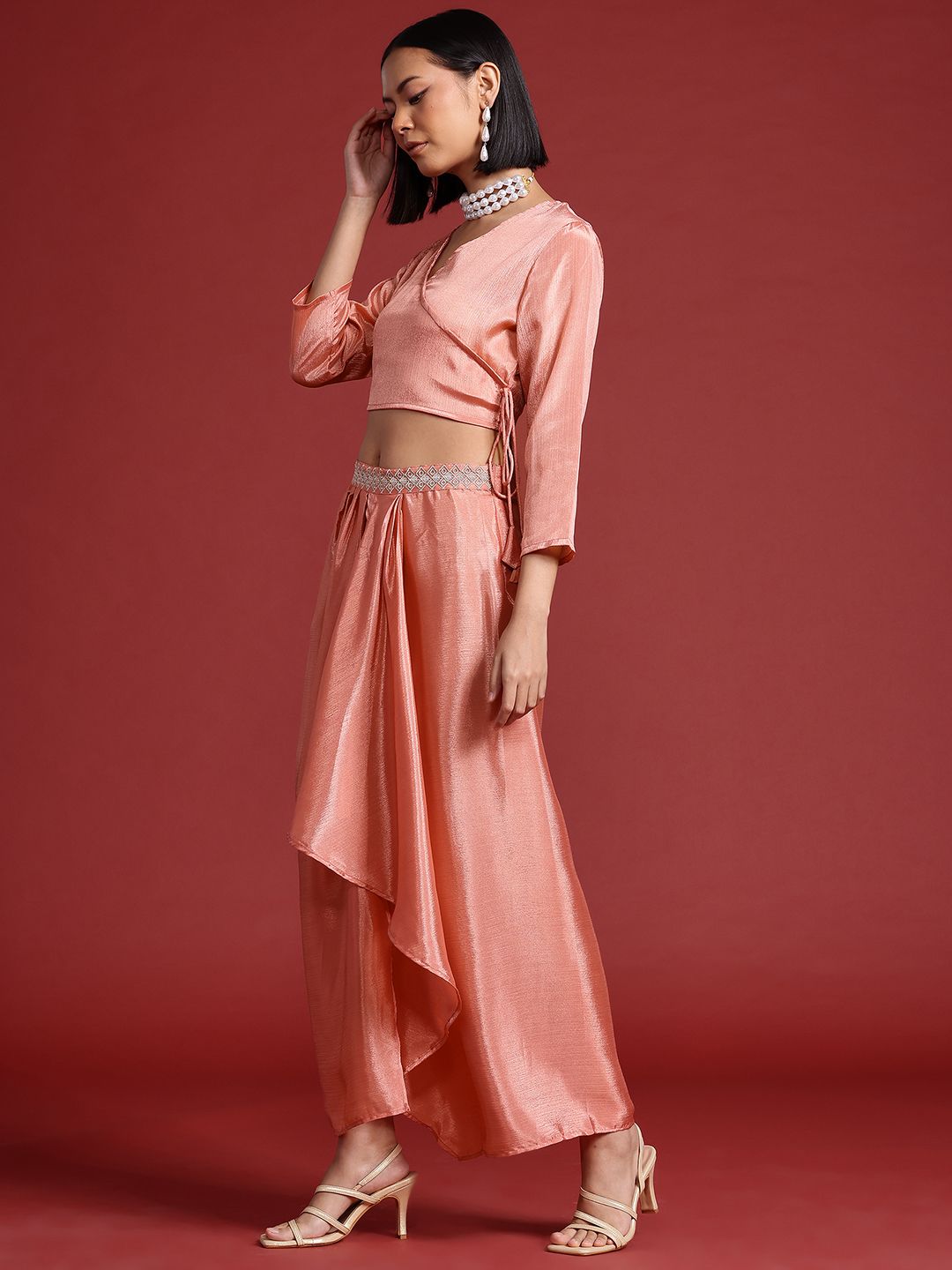 all about you Embroidered Detail Wrap Ethnic Co-ords