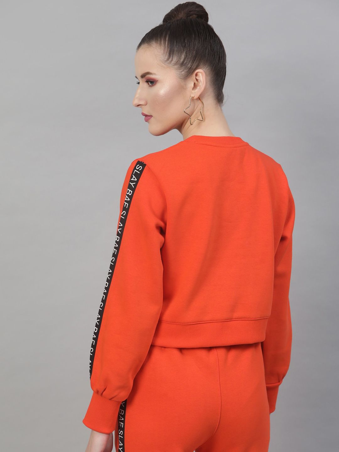 STREET 9 Women Orange Solid Sweatshirt