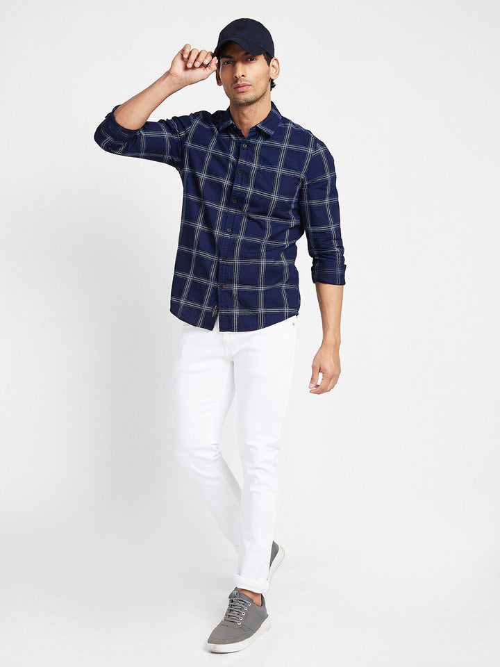 Being Human Slim Fit Windowpane Checked Casual Shirt