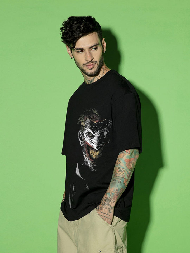 Bewakoof Black DC Comics Graphic Printed Pure Cotton Oversized T-shirt