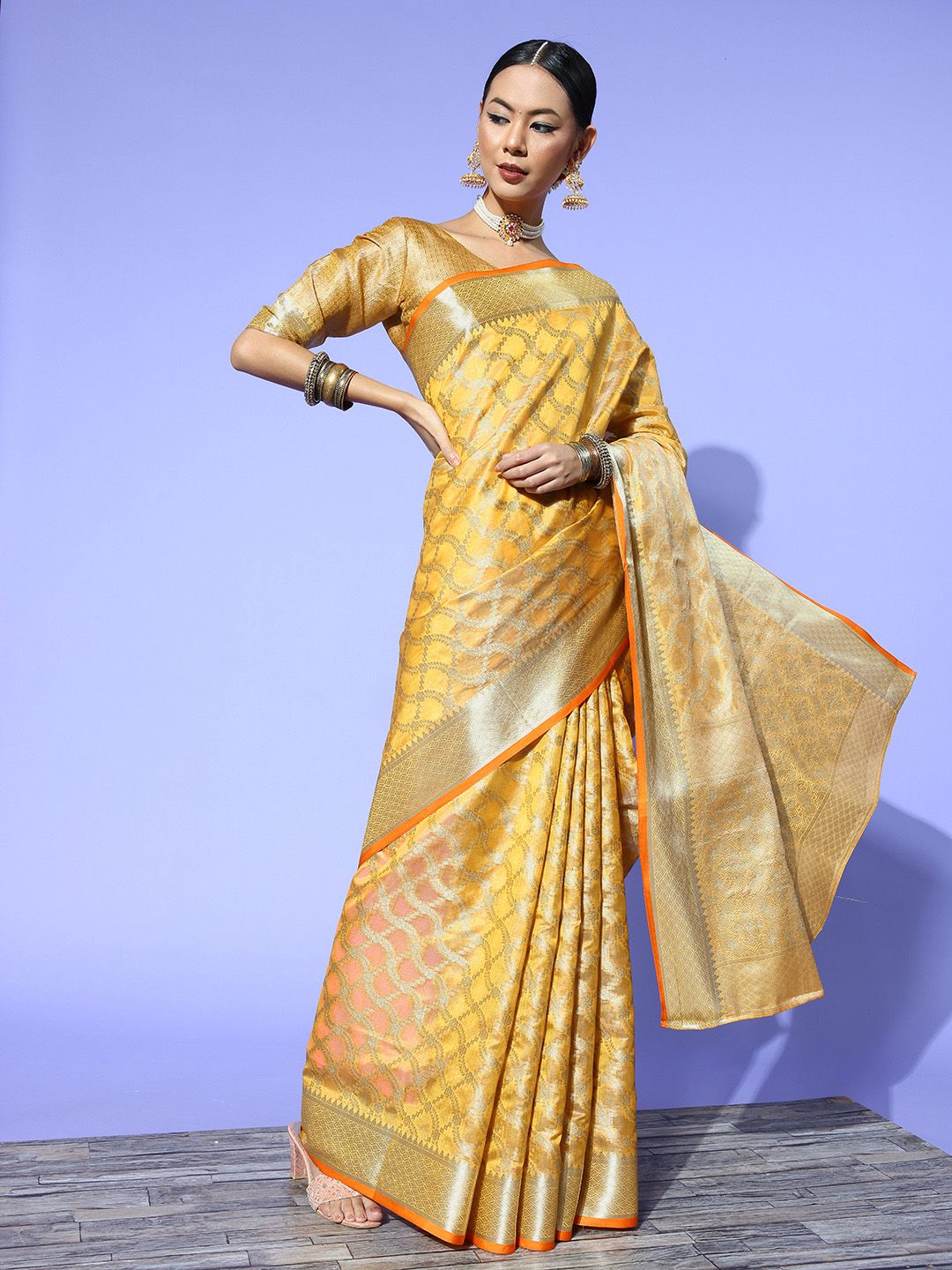 Saree mall Ethnic Motifs Saree With Woven Design Border