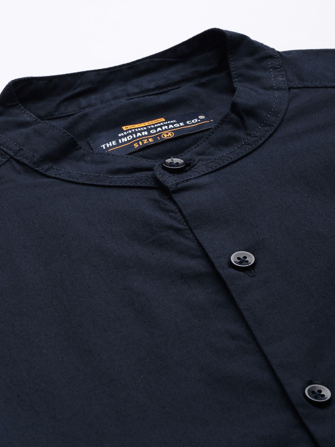 The Indian Garage Co Pure Cotton Mandarin Collar Casual Shirt