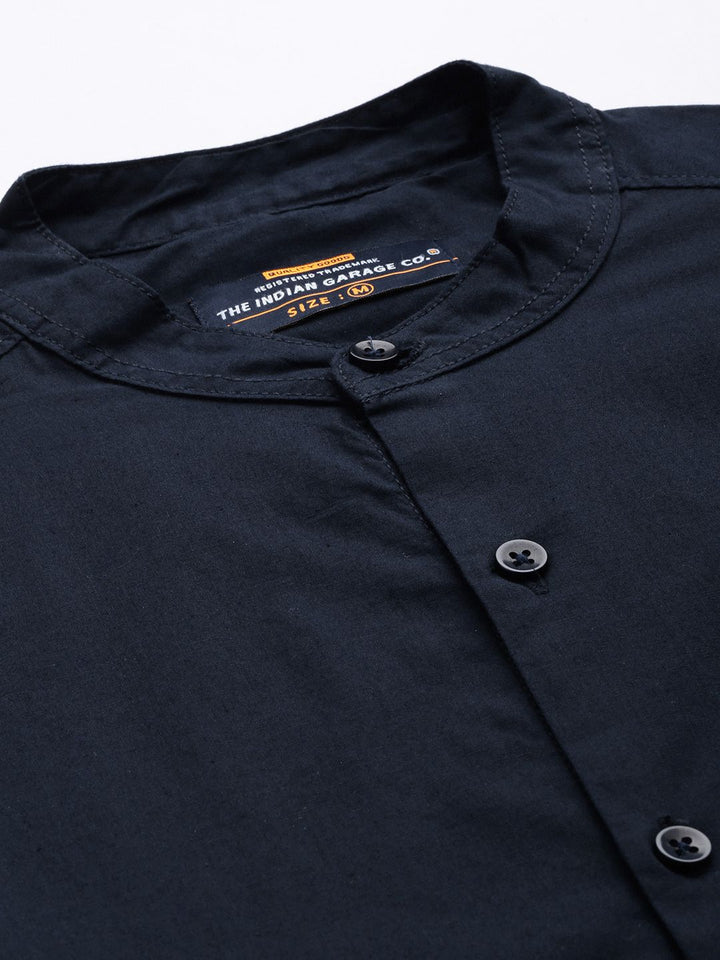 The Indian Garage Co Pure Cotton Mandarin Collar Casual Shirt