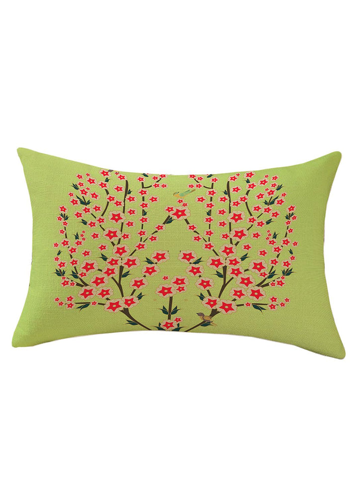 STITCHNEST Green & Blue Set of 2 Floral Rectangle Cushion Covers