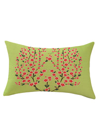STITCHNEST Green & Blue Set of 2 Floral Rectangle Cushion Covers