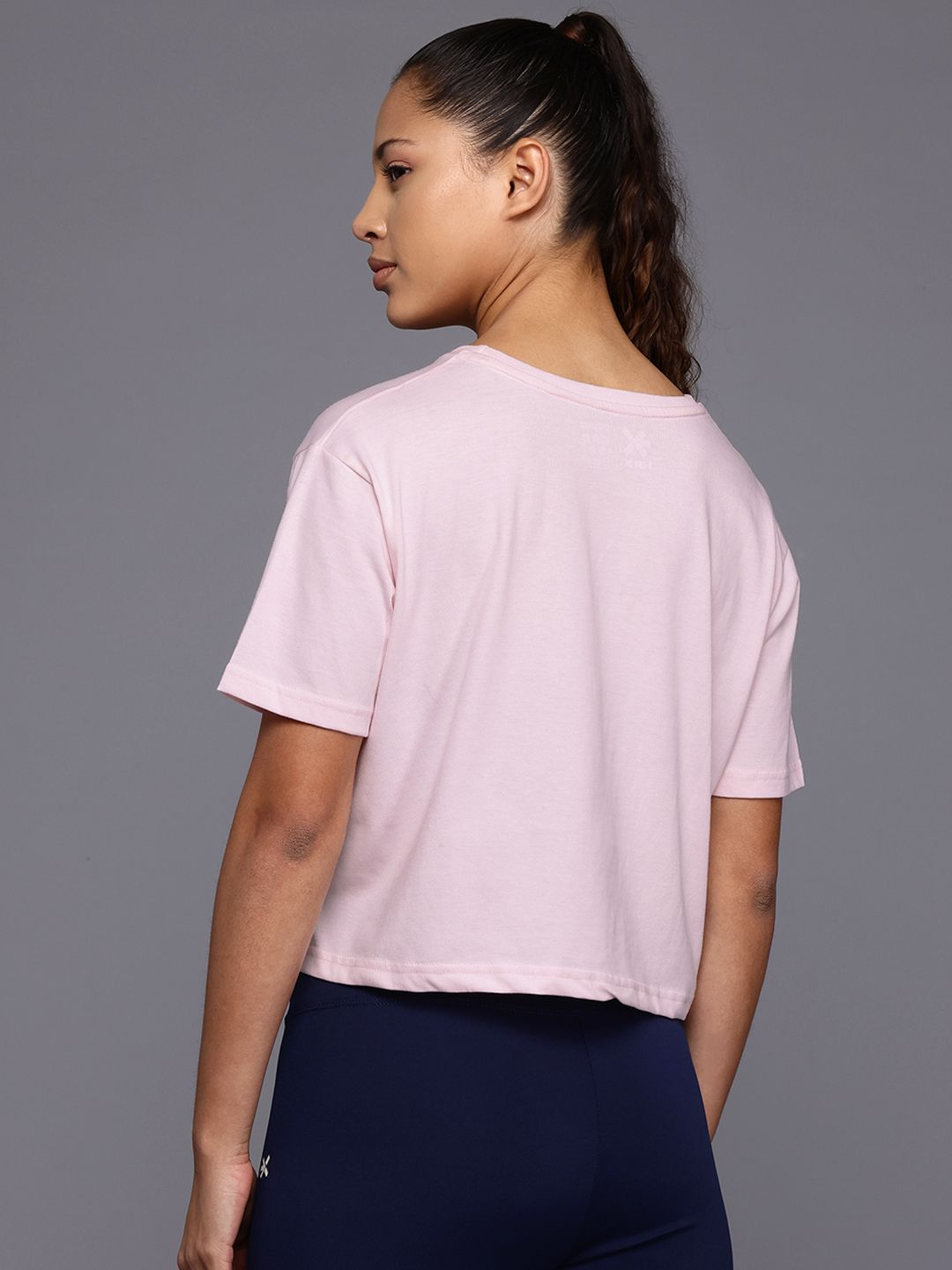 HRX by Hrithik Roshan Brand Logo Print Boxy Yoga T-shirt