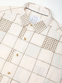 VASTRADO Men Classic Spread Collar Textured Cotton Slim Fit Casual Shirt