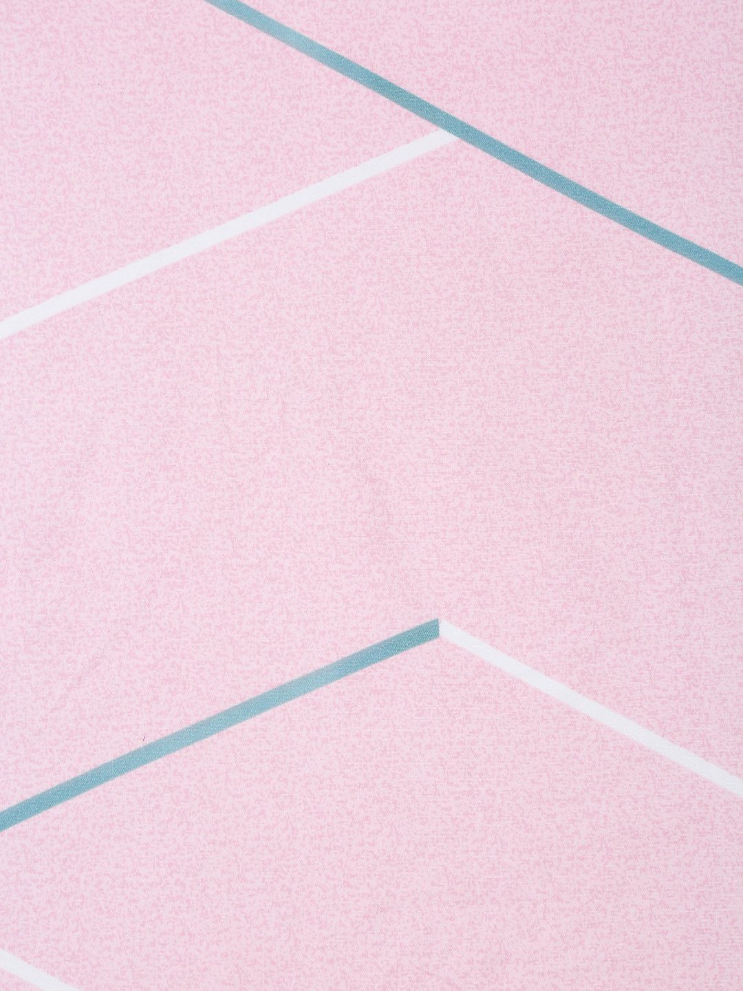 KLOTTHE Pink Geometric Cotton 300 TC Dilengkapi Cadar King Halus dengan 2 Sarung Bantal-98 x 87 inci