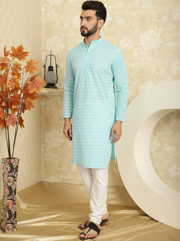 SOJANYA Floral Embroidered Pure Cotton Kurta with Churidar