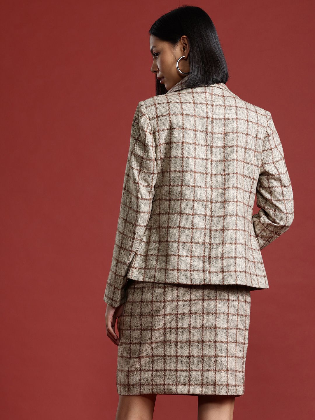 all about you Checked Single-Breasted Blazer & Skirt Set