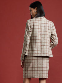 all about you Checked Single-Breasted Blazer & Skirt Set