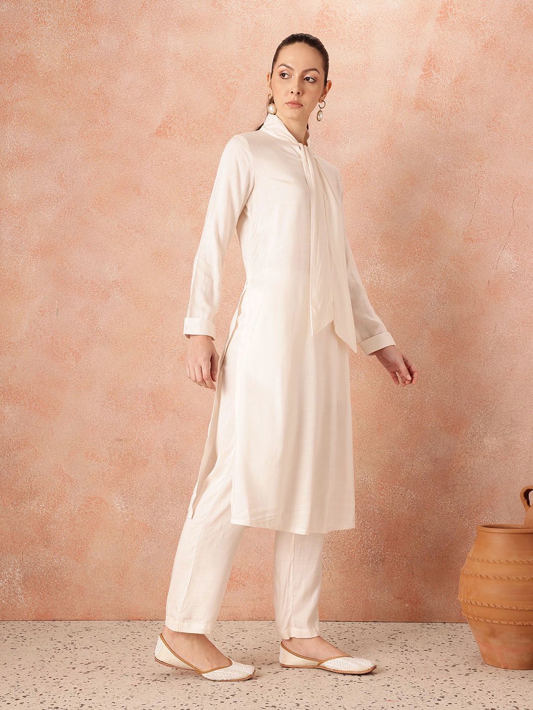 all about you Women Regular Kurta with Trousers With Tie-Up Detail