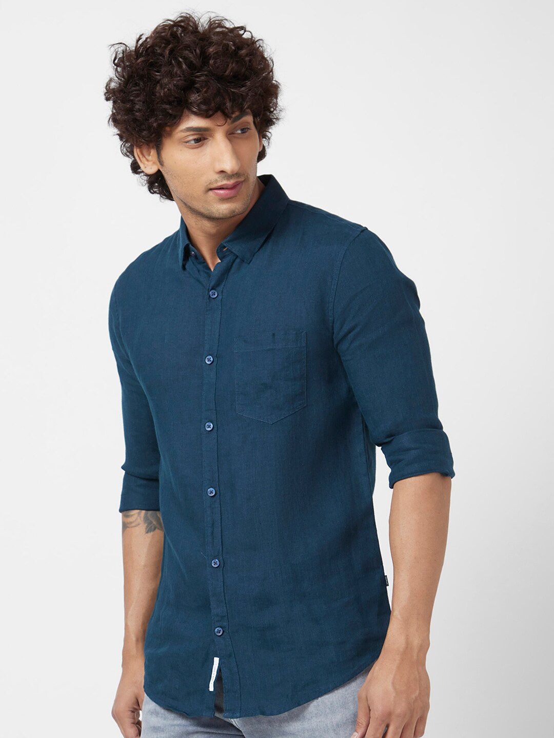 SPYKAR Classic Opaque Casual Linen Shirt