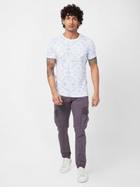 SPYKAR Geometric Printed Slim Fit Cotton T-Shirt
