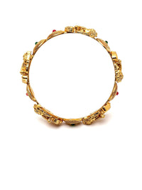 KARATCART Set Of 2 Gold-Plated Stone Studded Lord Ganesha Temple Bangles