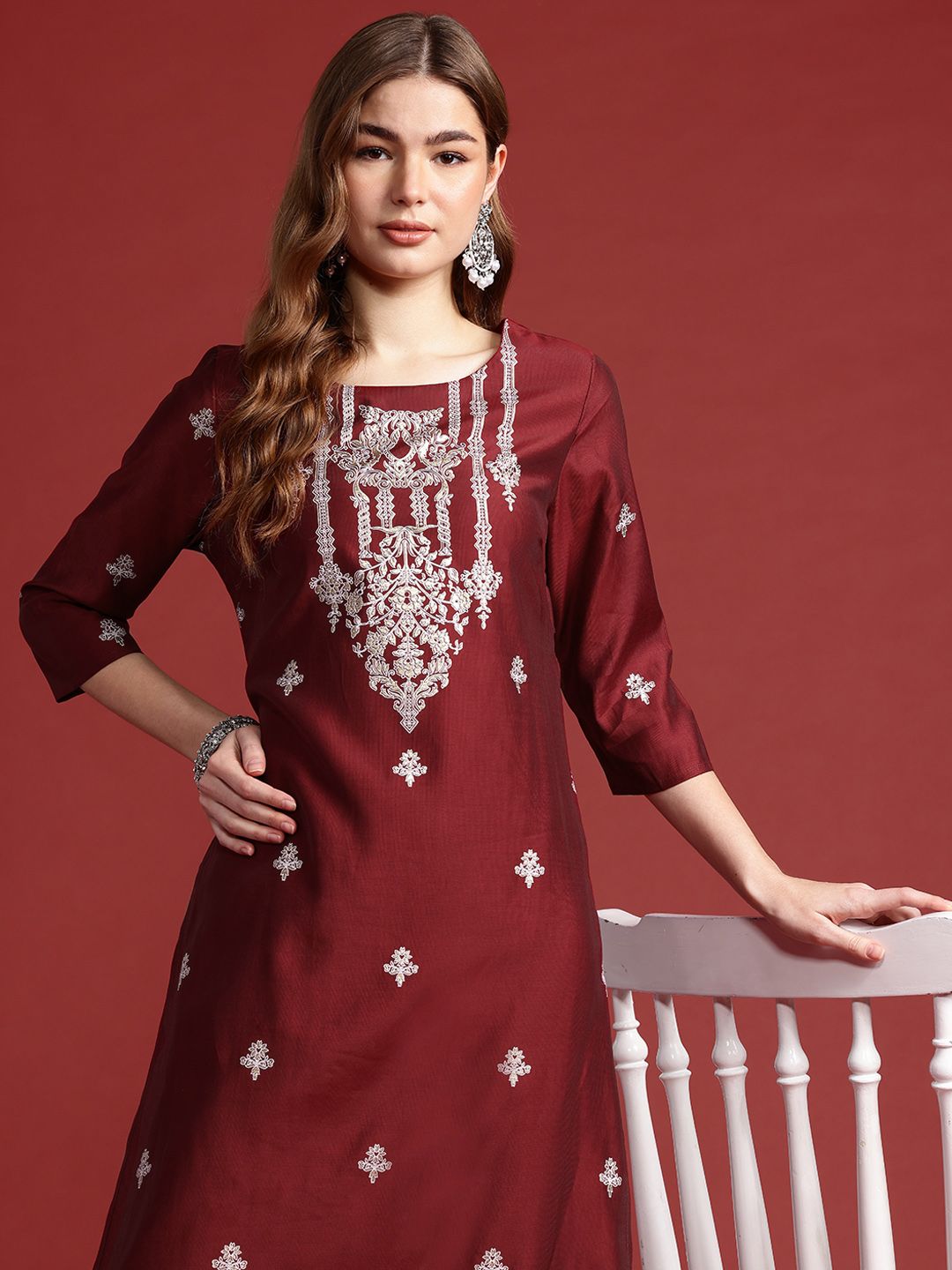 Anouk Women Tyohar Collection Ethnic Motifs Printed Kurta with Trousers