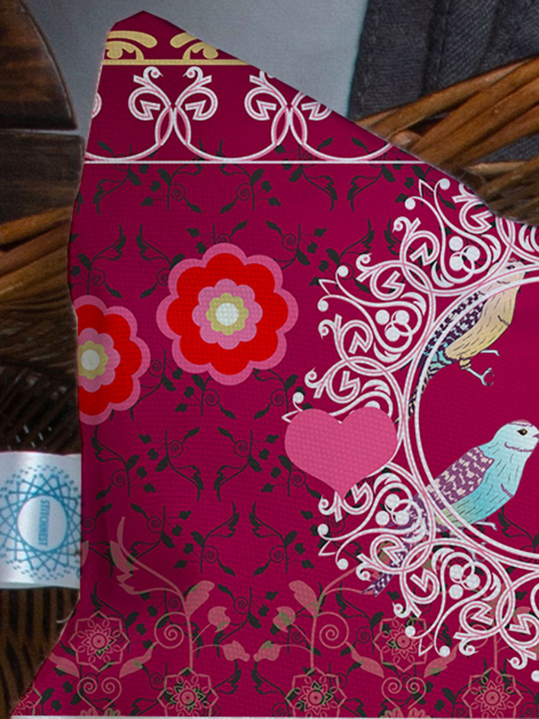 STITCHNEST Pink & Orange Set of 5 Ethnic Motifs Square Cushion Covers