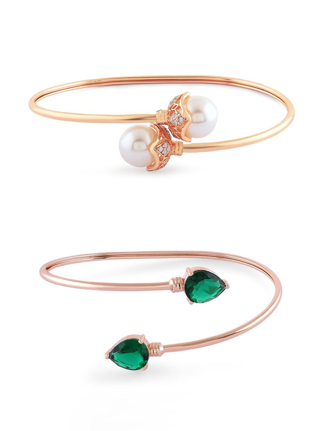 Set Mutiara Zaveri 2 Gelang Kada Cubic Zirconia Bersalut Emas Rose