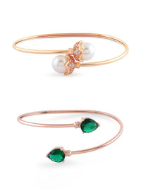 Zaveri Pearls Set Of 2 Rose Gold-Plated Cubic Zirconia Kada Bracelets