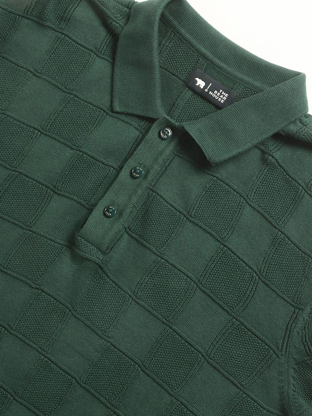 THE BEAR HOUSE Checked Polo Collar Cotton T-shirt