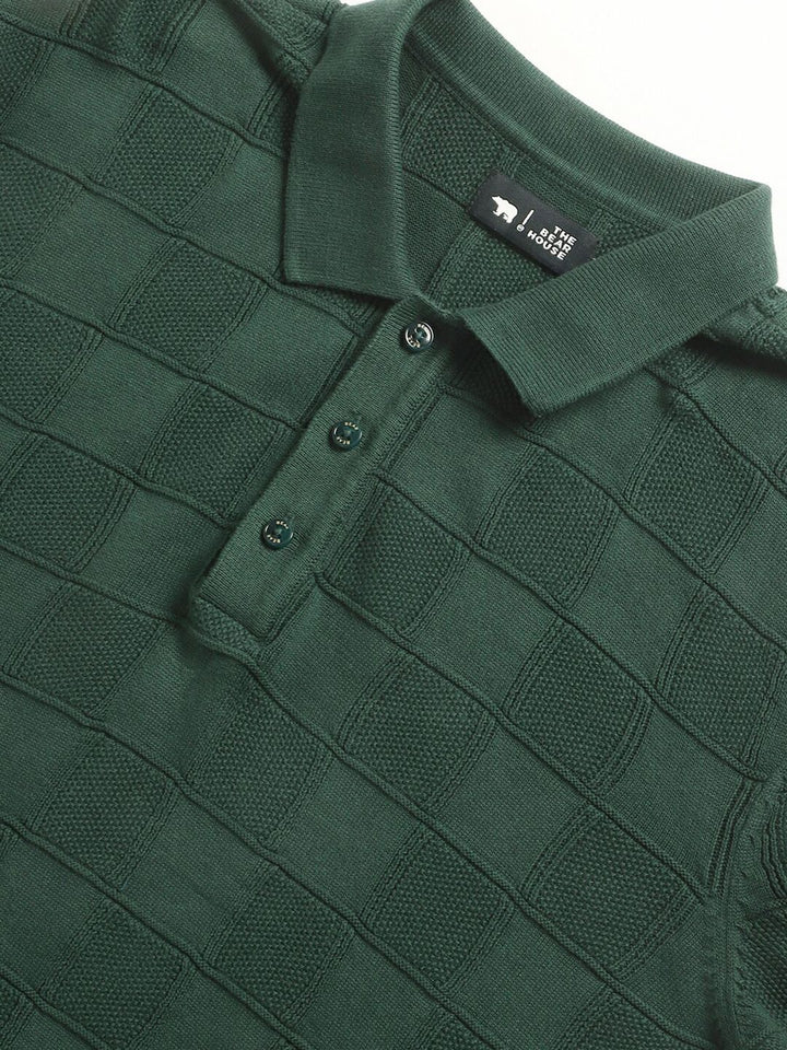 THE BEAR HOUSE Checked Polo Collar Cotton T-shirt